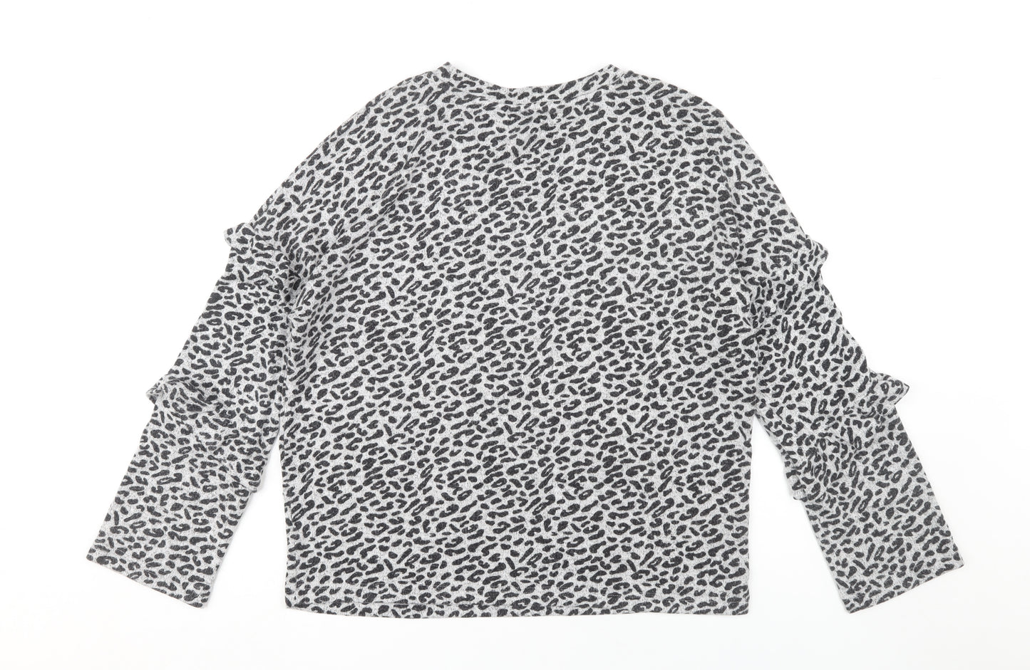 Dorothy Perkins Women's Grey Animal Print Long Sleeve Top