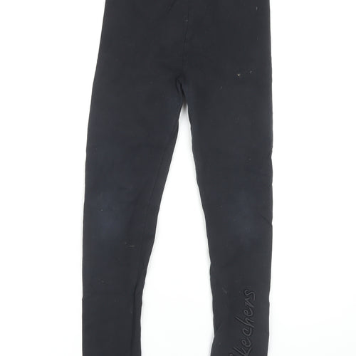 Skechers Girls Black Leggings 11 Years Cotton Blend