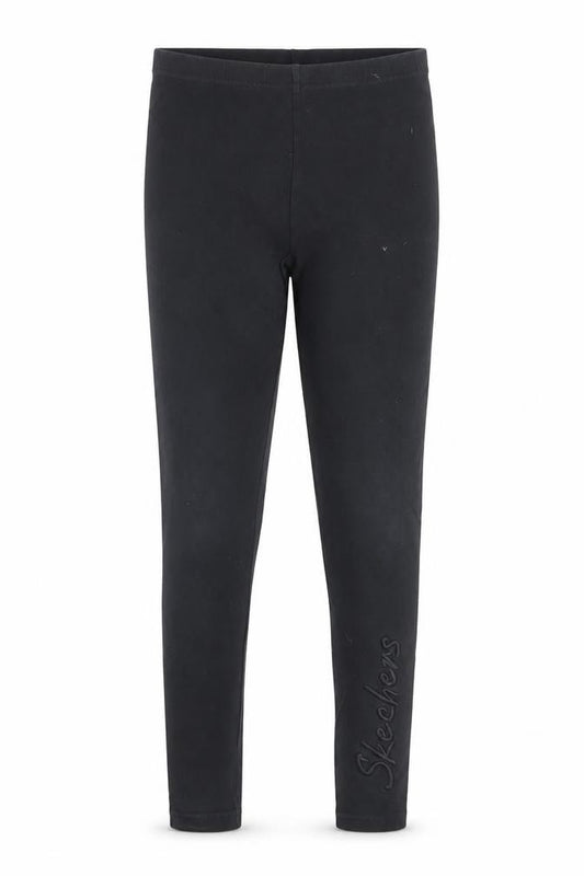 Front view of Skechers girls’ black leggings 11 years cotton blend