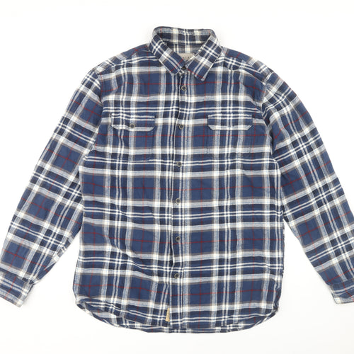 Jachs Men's Blue Plaid Shirt, Long Sleeve, LT, Button-Up