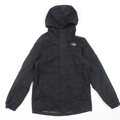 The North Face Boys Black Rain Coat Large Lightweight Hooded
