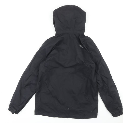 The North Face Boys Black Rain Coat Large Lightweight Hooded