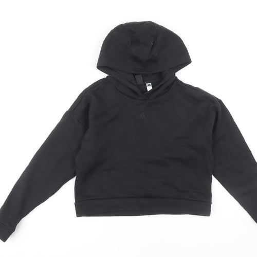 Adidas Girls Black Pullover Hoodie 11-12 Years