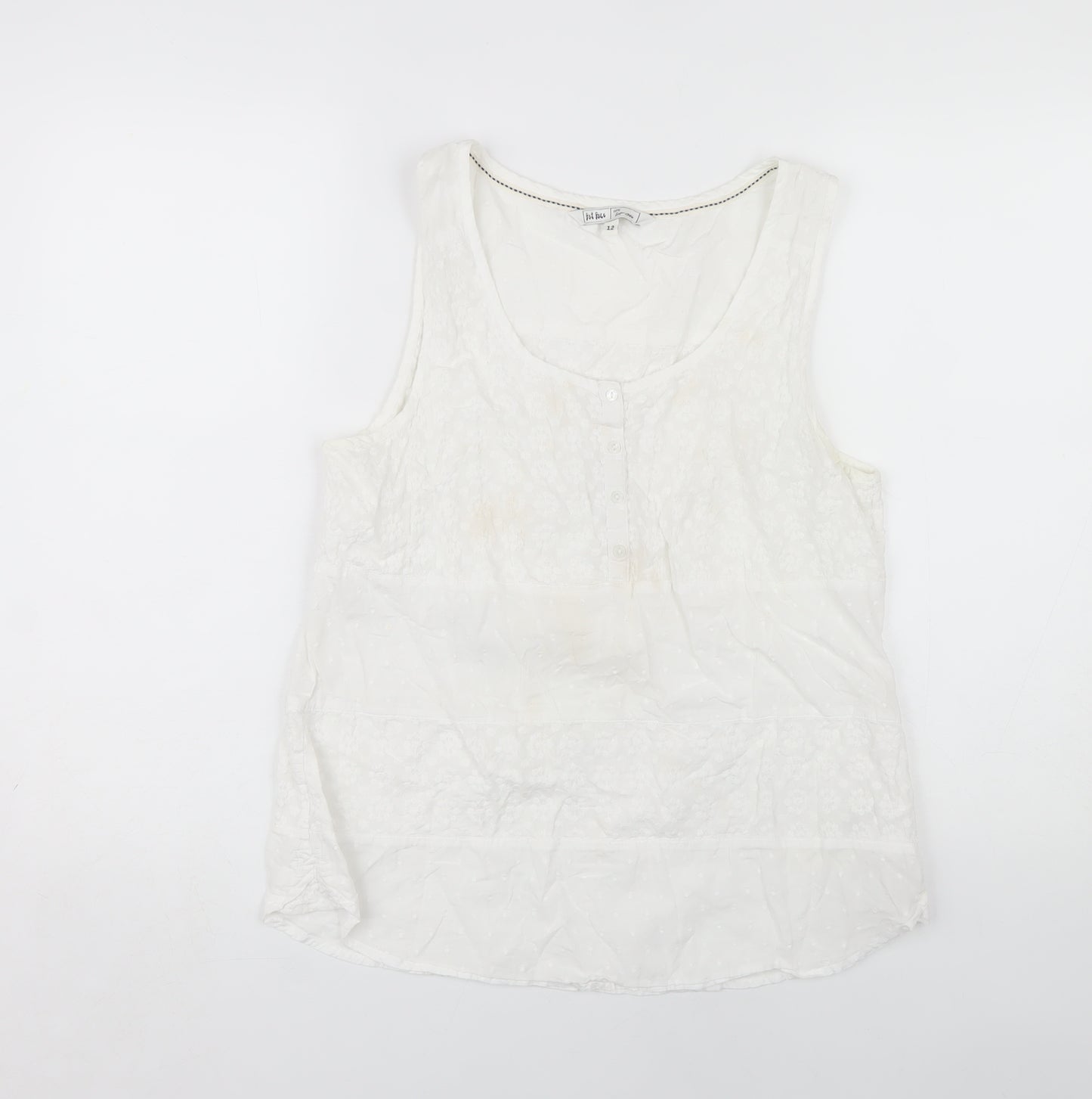 Fat Face Women's White Blouse, Size 12, Cotton Summer Wear