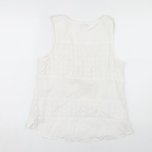 Fat Face Women's White Blouse, Size 12, Cotton Summer Wear