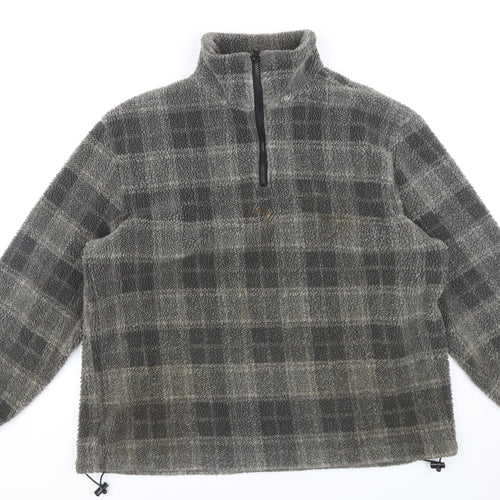 Cotton Traders Men's Grey Plaid Pullover Sweatshirt 2XL