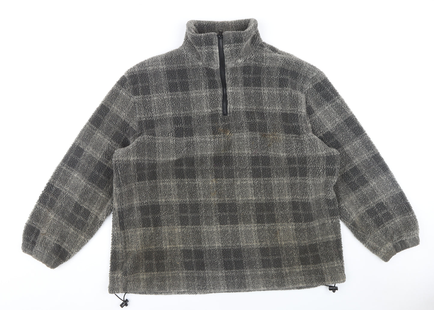 Cotton Traders Men's Grey Plaid Pullover Sweatshirt 2XL