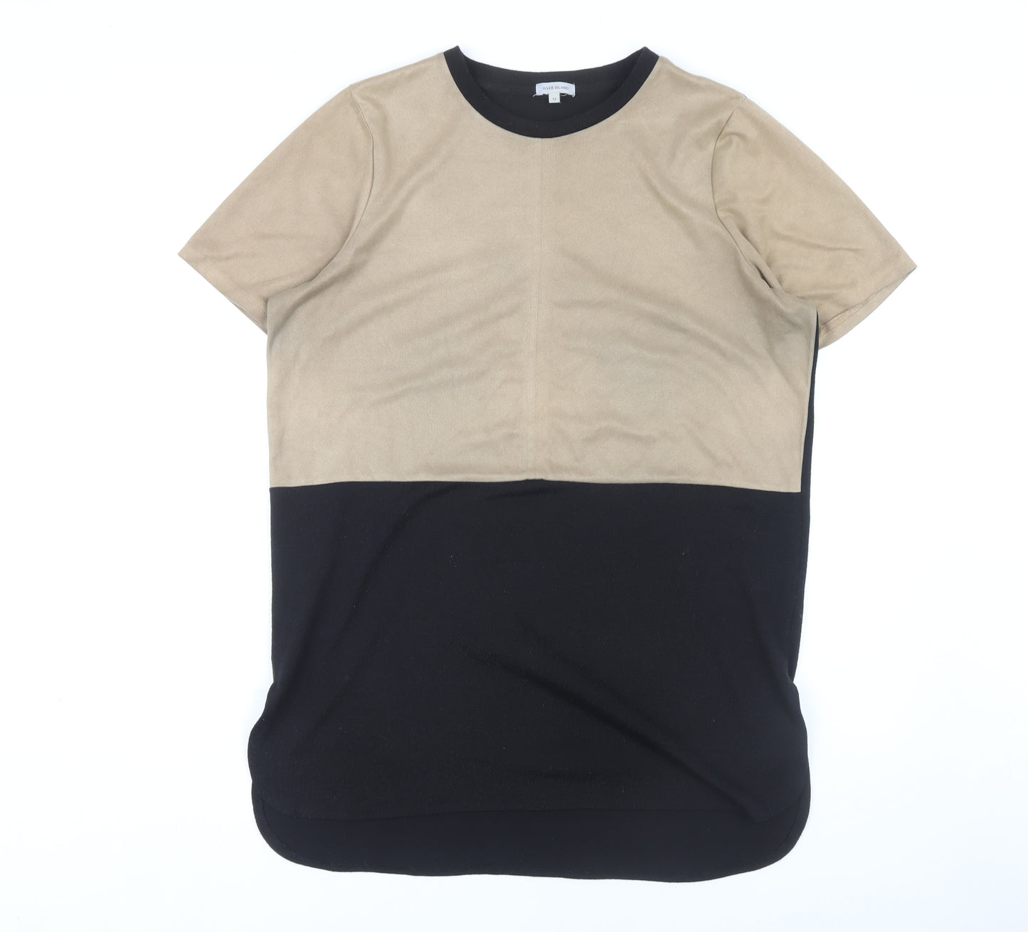 River Island Women's Beige Black Colourblock Dress Size 12