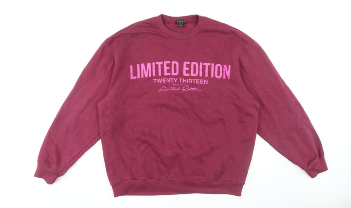 boohooMAN Men's Red Crew Neck Pullover Sweatshirt L