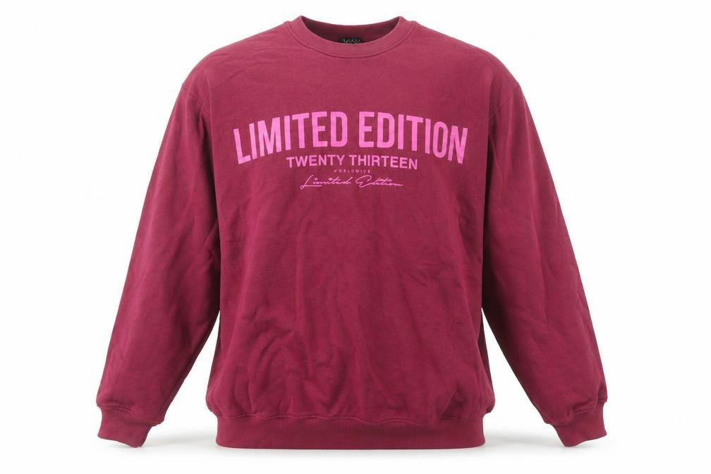 Front view of boohooMAN Men's Red Crew Neck Pullover Sweatshirt L