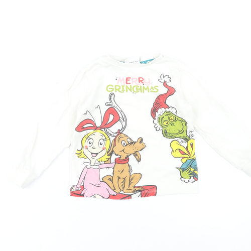 The Grinch Girls Pyjama Top, White, 3-4 Years, New With Tags