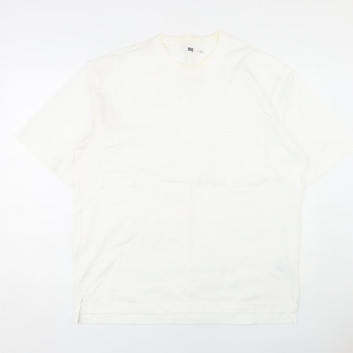 UNIQLO Men's White Cotton T-Shirt, Size L, Crew Neck