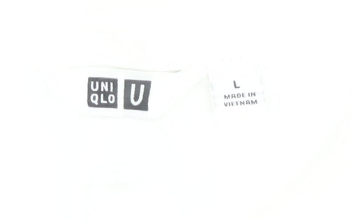 UNIQLO Men's White Cotton T-Shirt, Size L, Crew Neck