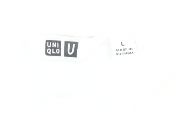 UNIQLO Men's White Cotton T-Shirt, Size L, Crew Neck