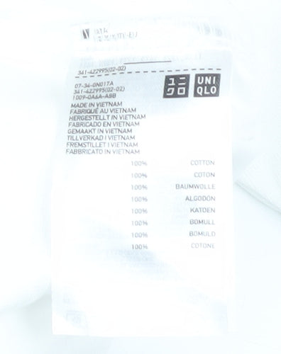 UNIQLO Men's White Cotton T-Shirt, Size L, Crew Neck