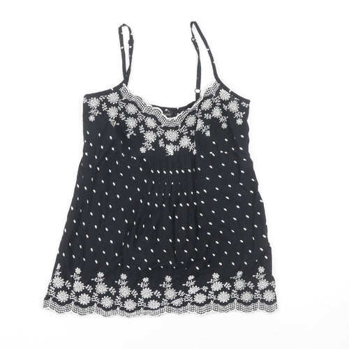 Next Women's Black Embroidered Camisole Tank Size 10