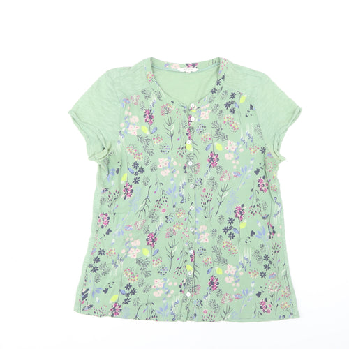 White Stuff Women's Green Floral Blouse Size 14