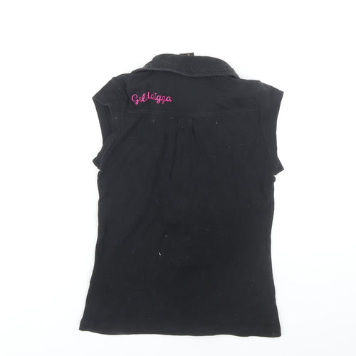 Golddigga Women's Black Polo Shirt, Size S, Casual Style