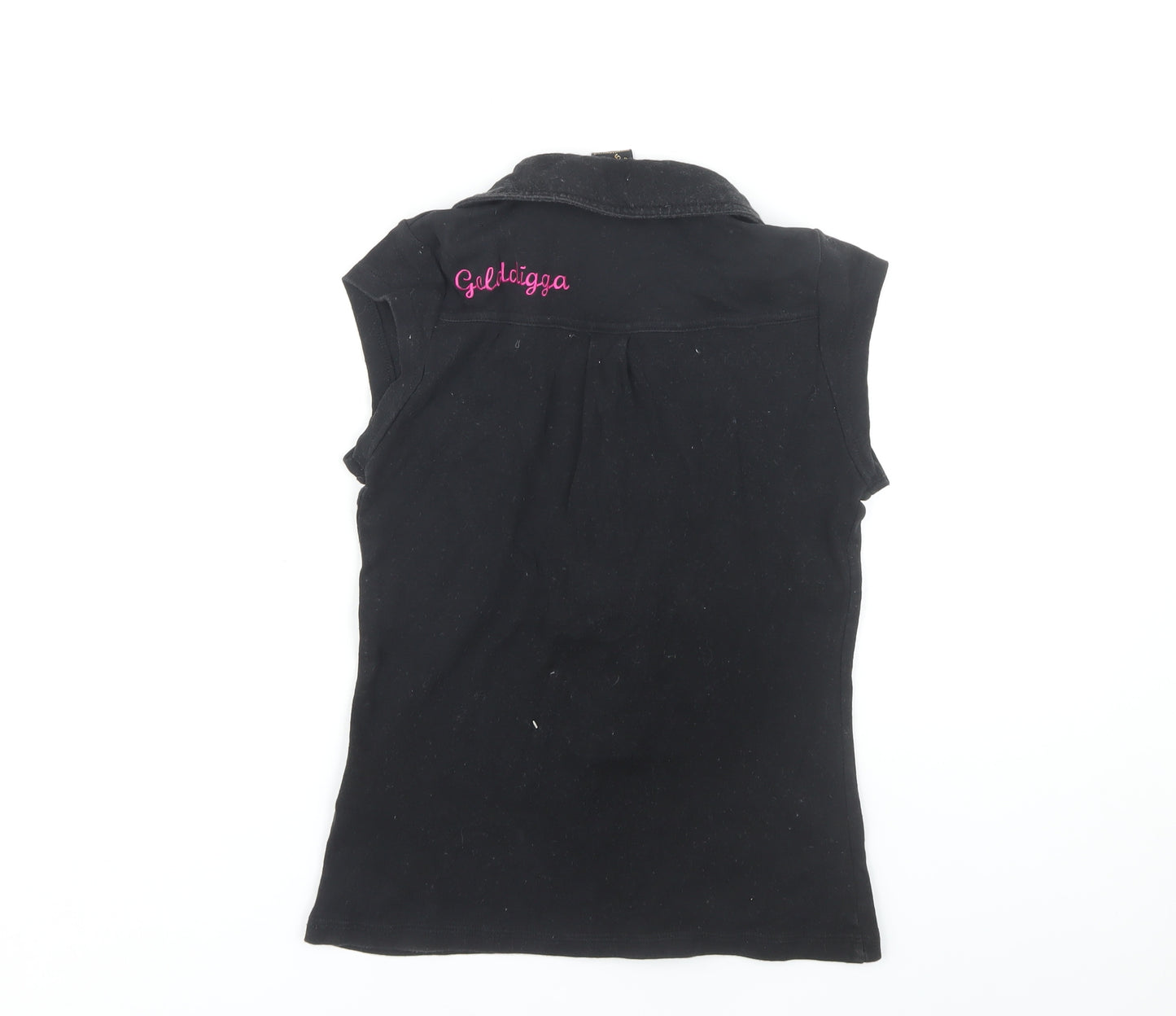 Golddigga Women's Black Polo Shirt, Size S, Casual Style