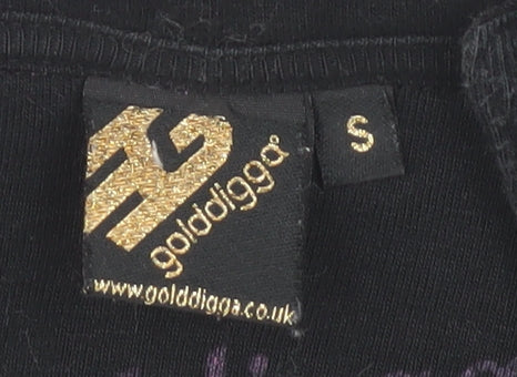 Golddigga Women's Black Polo Shirt, Size S, Casual Style