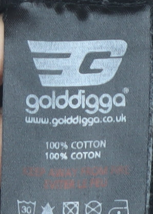 Golddigga Women's Black Polo Shirt, Size S, Casual Style