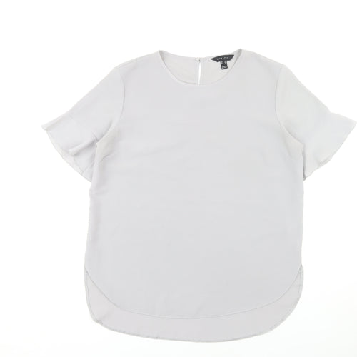 New Look Women's White Blouse UK 14 Round Neck Casual