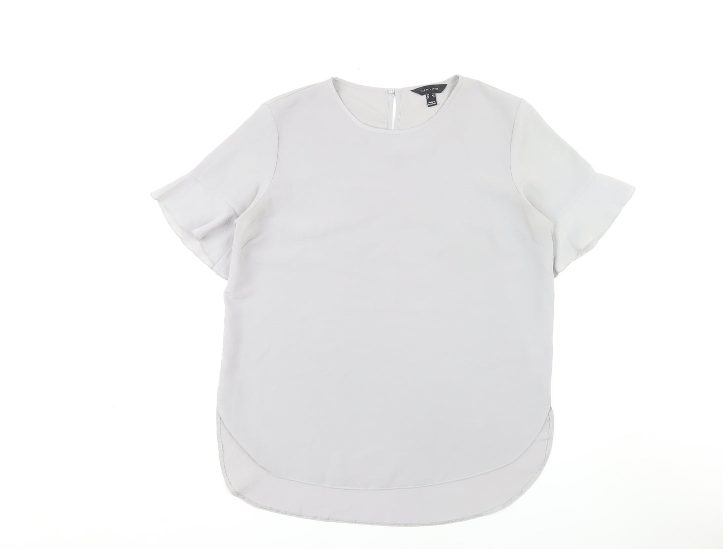 New Look Women's White Blouse UK 14 Round Neck Casual