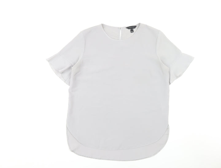 New Look Women's White Blouse UK 14 Round Neck Casual