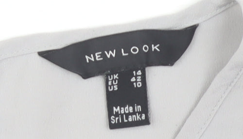 New Look Women's White Blouse UK 14 Round Neck Casual