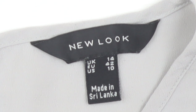 New Look Women's White Blouse UK 14 Round Neck Casual