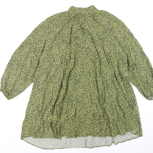 H&M Women Green Animal Print High Neck Dress