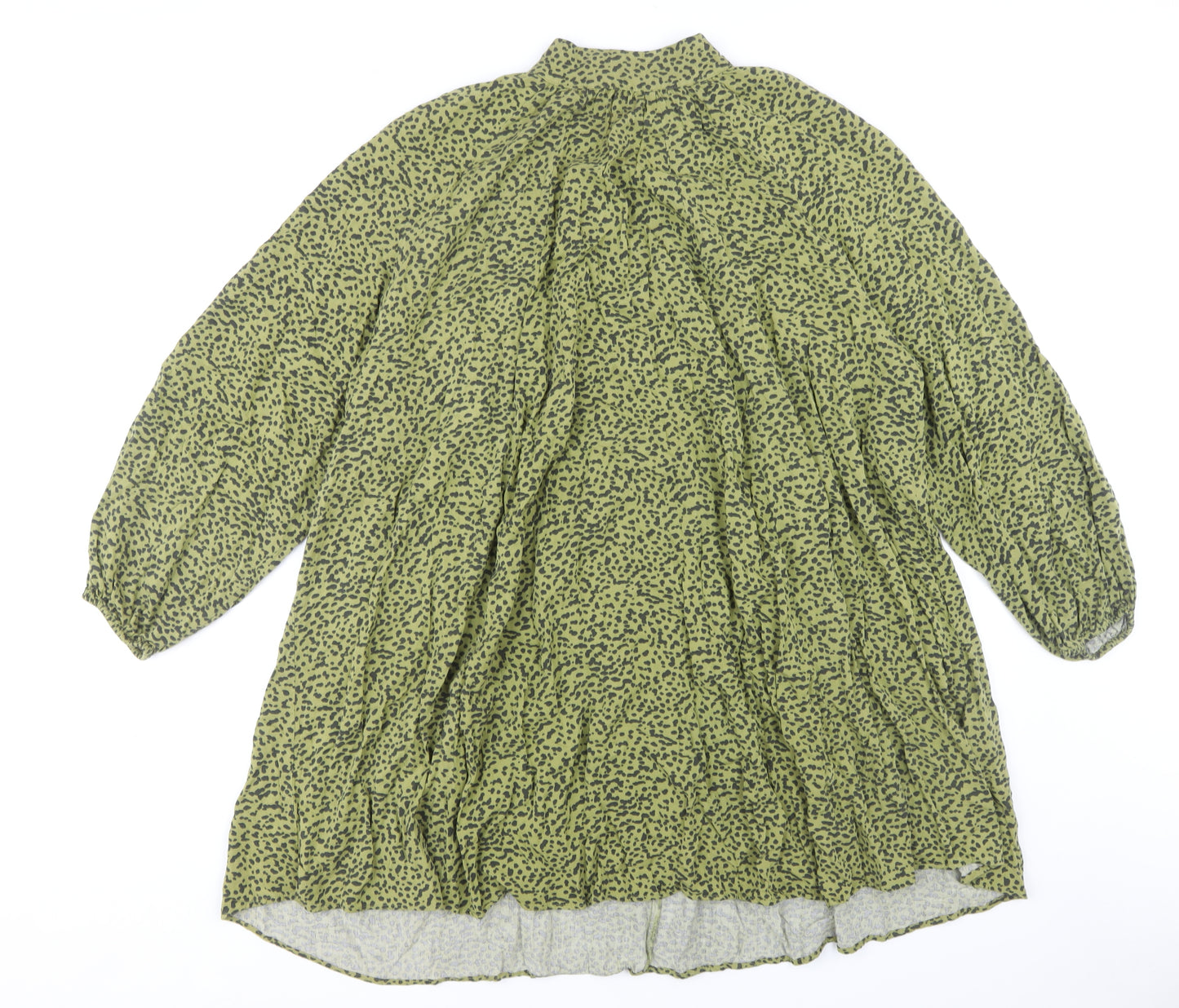 H&M Women Green Animal Print High Neck Dress
