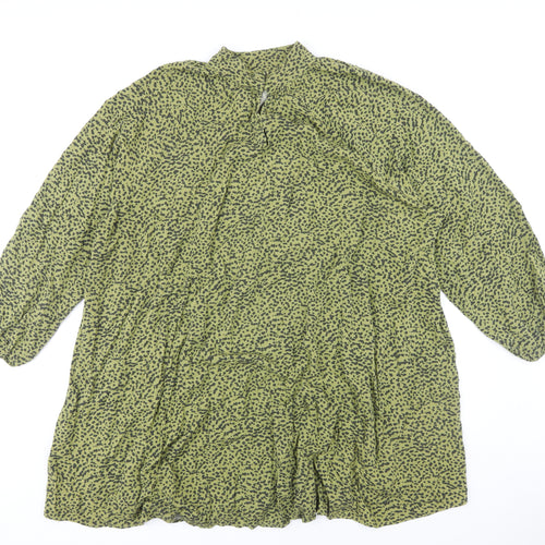H&M Women Green Animal Print High Neck Dress