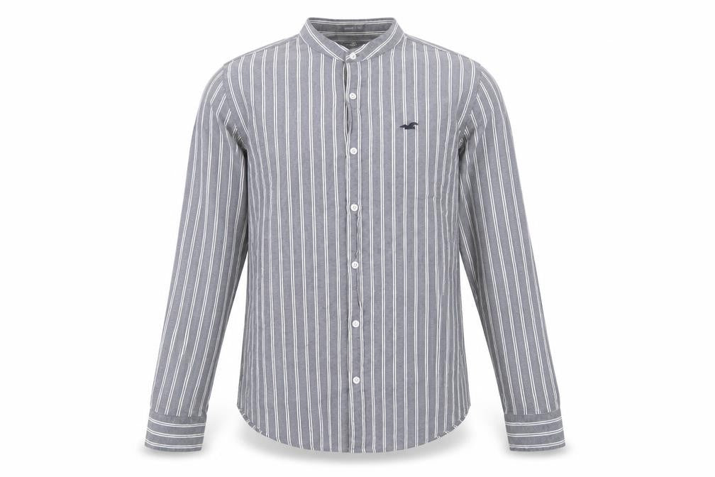 Hollister Men's Blue Striped Slim Fit Shirt L