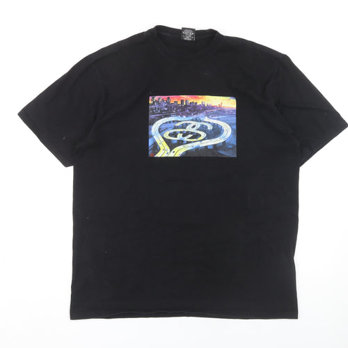Stussy Men's Black Graphic Print T-Shirt L