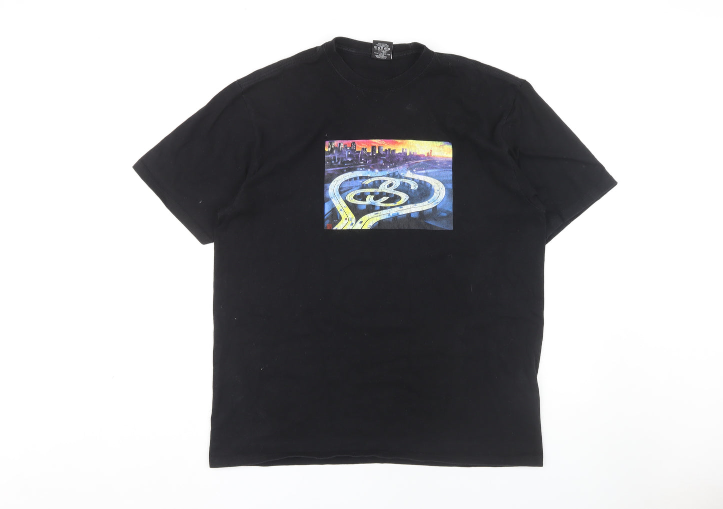 Stussy Men's Black Graphic Print T-Shirt L