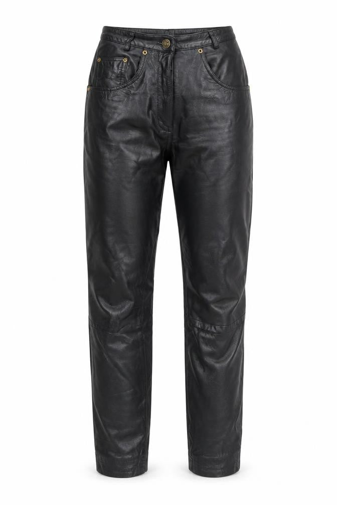 Front view of Modern Classics Women's Black Leather Trousers, size 8
