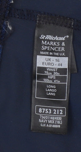 Marks and Spencer Women's Blue Velvet Trousers Size 16