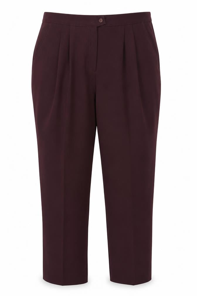 Front view of Afibel Women's Brown Trousers, size 22, Regular Fit