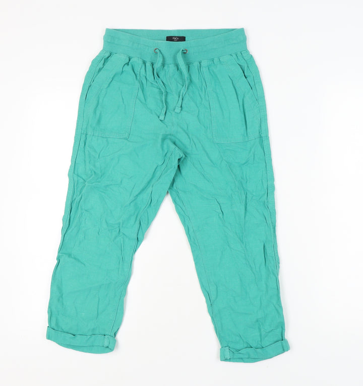 M&Co Women's Green Jogger Trousers Petite Size 8