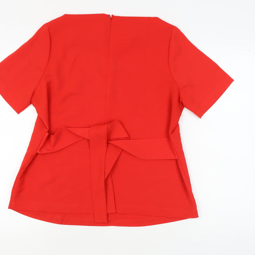 Marks and Spencer Women's Red Boat Neck Blouse Size 14