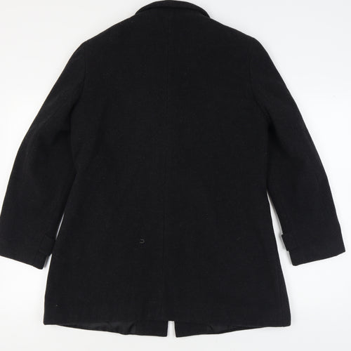 BHS Women's Black Wool Overcoat - Size 12