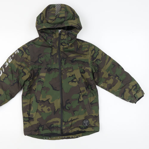 Next Boys Camouflage Puffer Jacket Green 7 Years Winter Hooded