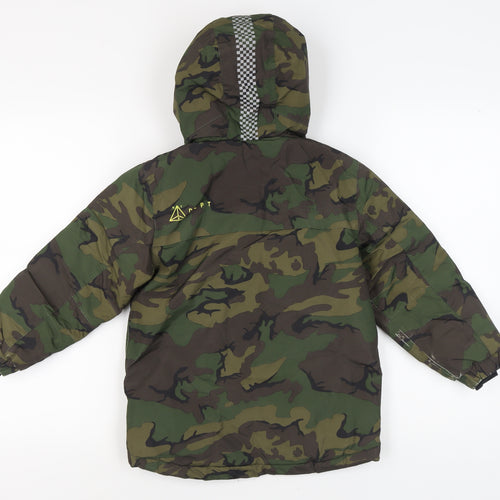Next Boys Camouflage Puffer Jacket Green 7 Years Winter Hooded