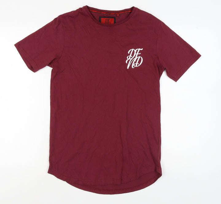 DFND Men's Red Crew Neck T-Shirt, Size M
