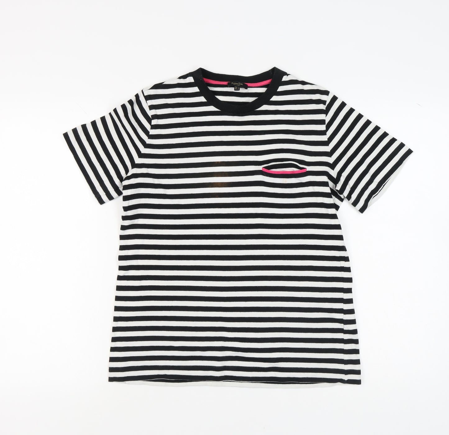Massimo Dutti Women's Black Striped T-Shirt, Size S