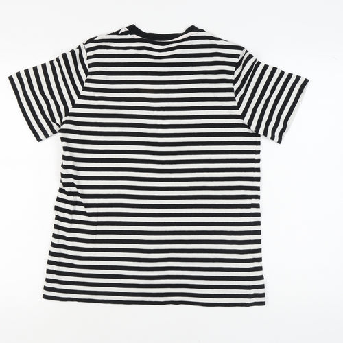 Massimo Dutti Women's Black Striped T-Shirt, Size S