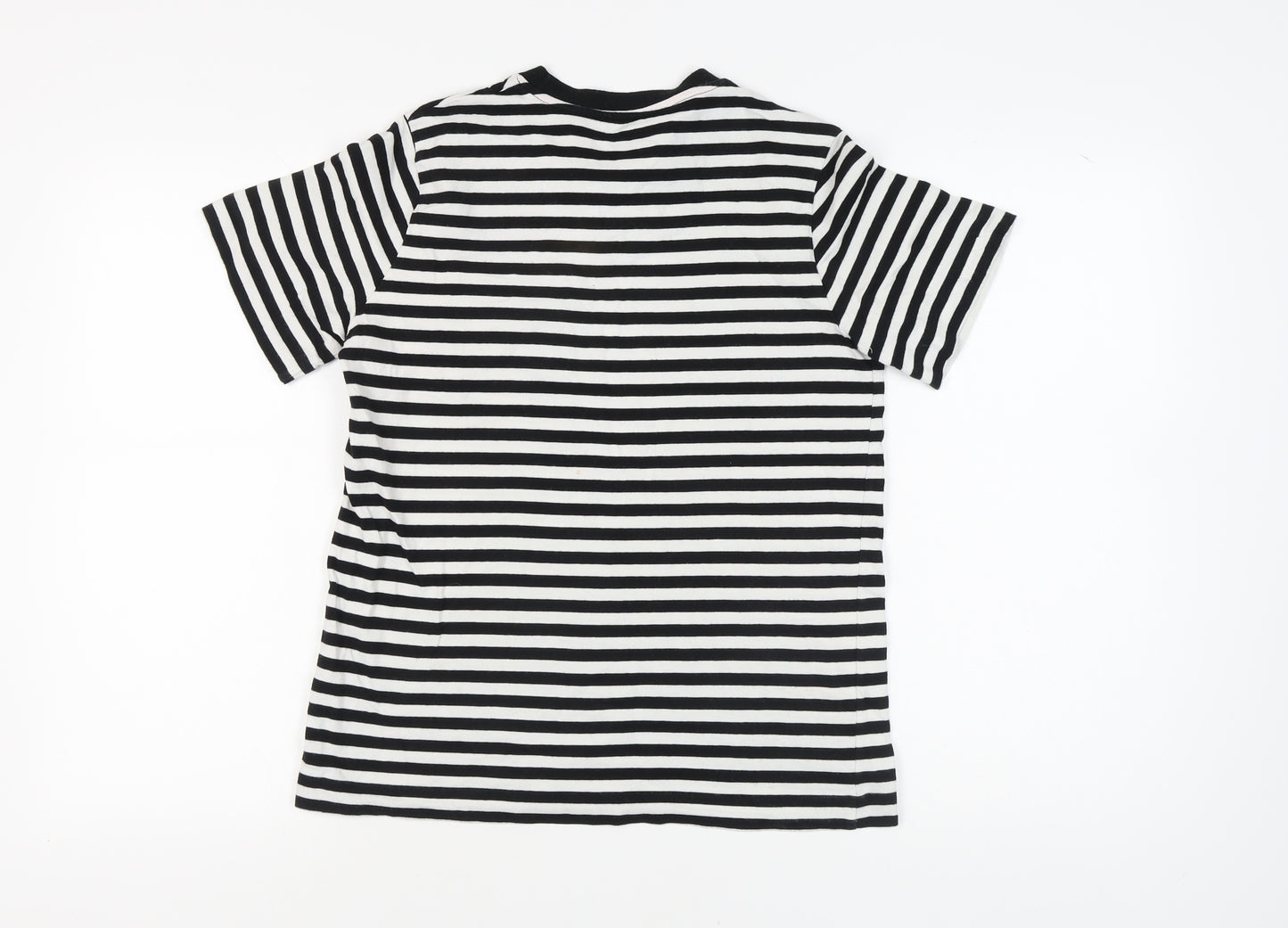 Massimo Dutti Women's Black Striped T-Shirt, Size S