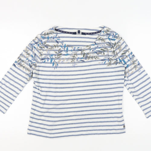 Maine New England Women's Blue Striped T-Shirt Size 14