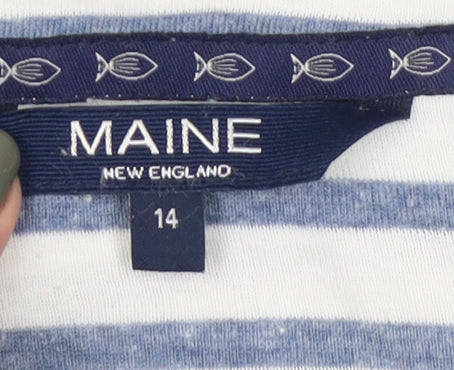 Maine New England Women's Blue Striped T-Shirt Size 14